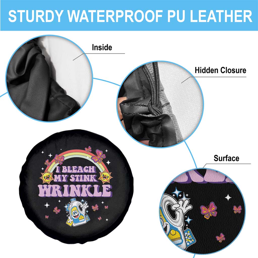 Funny I Bleach My Stink Wrinkle Spare Tire Cover Gag Adult Humor Rainbow Bleach Bottle TS11 Print Your Wear