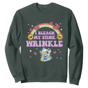 Funny I Bleach My Stink Wrinkle Sweatshirt Gag Adult Humor Rainbow Bleach Bottle TS11 Dark Forest Green Print Your Wear