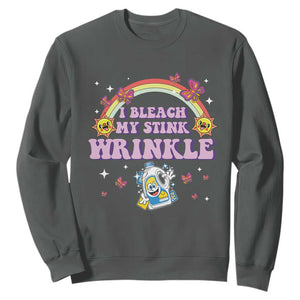 Funny I Bleach My Stink Wrinkle Sweatshirt Gag Adult Humor Rainbow Bleach Bottle TS11 Dark Heather Print Your Wear