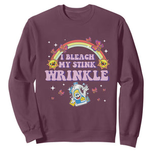 Funny I Bleach My Stink Wrinkle Sweatshirt Gag Adult Humor Rainbow Bleach Bottle TS11 Maroon Print Your Wear