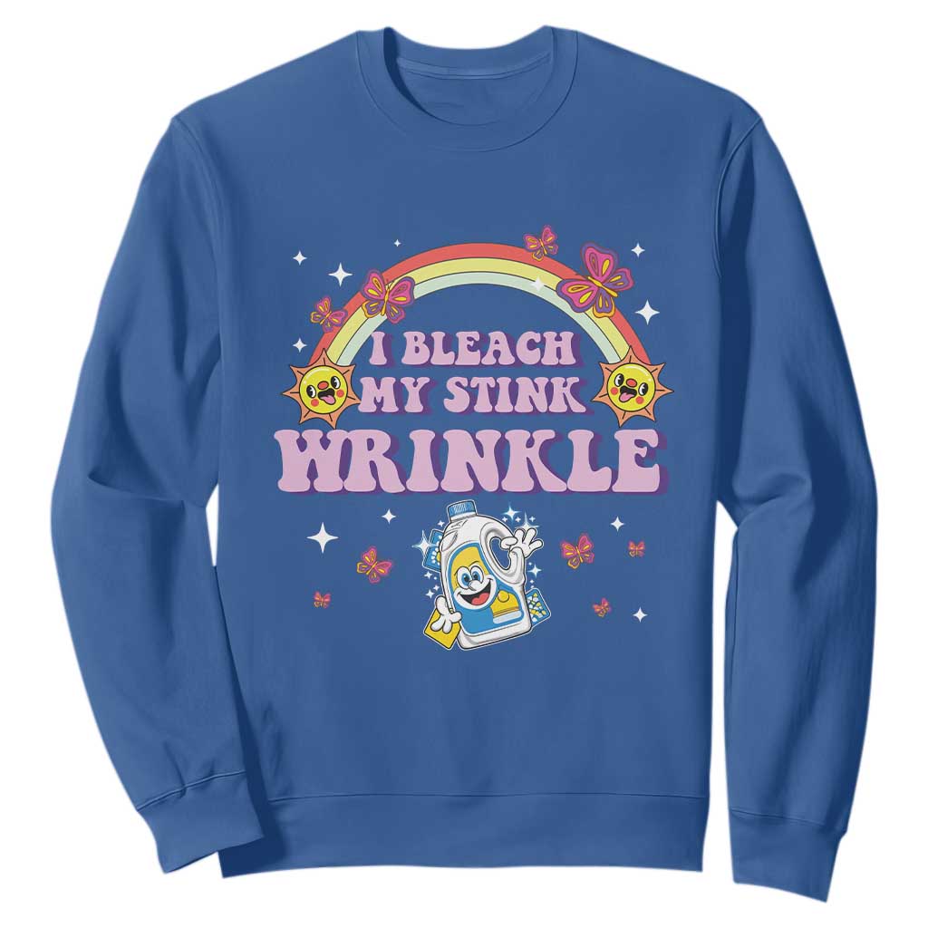 Funny I Bleach My Stink Wrinkle Sweatshirt Gag Adult Humor Rainbow Bleach Bottle TS11 Royal Blue Print Your Wear
