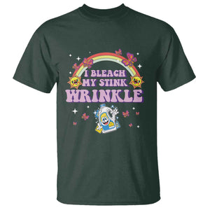 Funny I Bleach My Stink Wrinkle T Shirt Gag Adult Humor Rainbow Bleach Bottle TS11 Dark Forest Green Print Your Wear