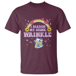 Funny I Bleach My Stink Wrinkle T Shirt Gag Adult Humor Rainbow Bleach Bottle TS11 Maroon Print Your Wear