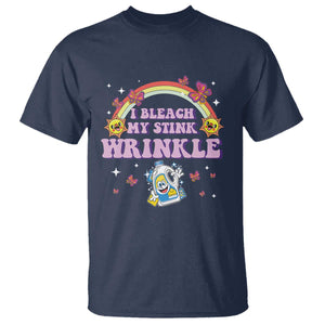 Funny I Bleach My Stink Wrinkle T Shirt Gag Adult Humor Rainbow Bleach Bottle TS11 Navy Print Your Wear
