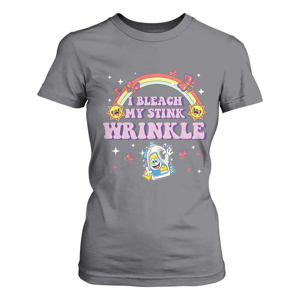 Funny I Bleach My Stink Wrinkle T Shirt For Women Gag Adult Humor Rainbow Bleach Bottle TS11 Charcoal Print Your Wear