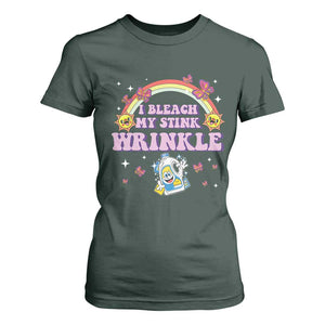 Funny I Bleach My Stink Wrinkle T Shirt For Women Gag Adult Humor Rainbow Bleach Bottle TS11 Dark Forest Green Print Your Wear