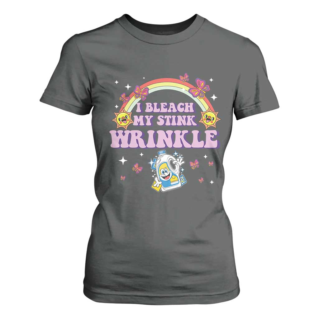 Funny I Bleach My Stink Wrinkle T Shirt For Women Gag Adult Humor Rainbow Bleach Bottle TS11 Dark Heather Print Your Wear