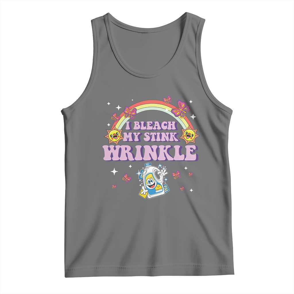 Funny I Bleach My Stink Wrinkle Tank Top Gag Adult Humor Rainbow Bleach Bottle TS11 Black Heather Print Your Wear