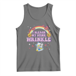 Funny I Bleach My Stink Wrinkle Tank Top Gag Adult Humor Rainbow Bleach Bottle TS11 Black Heather Print Your Wear