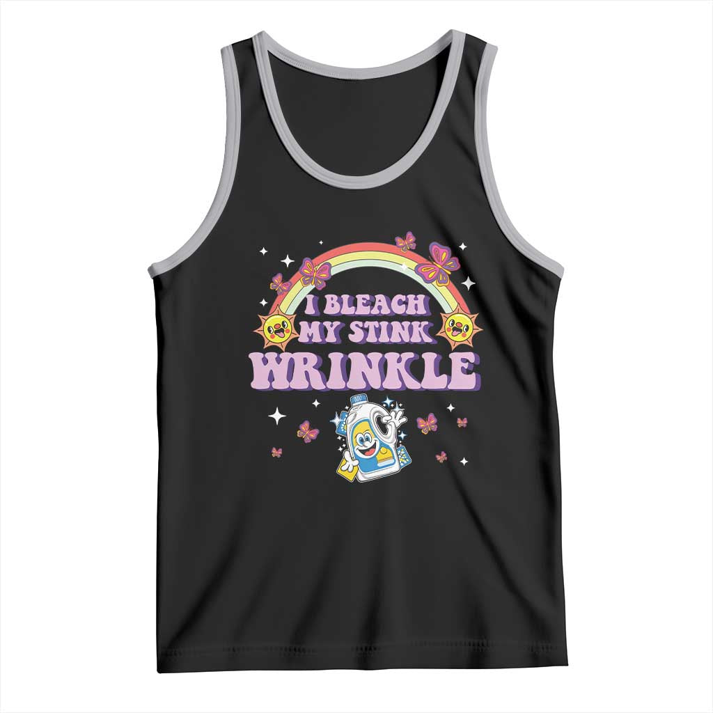 Funny I Bleach My Stink Wrinkle Tank Top Gag Adult Humor Rainbow Bleach Bottle TS11 Black Athletic Heather Print Your Wear