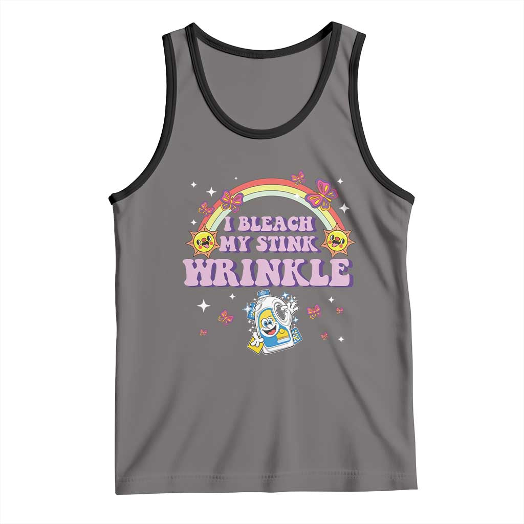 Funny I Bleach My Stink Wrinkle Tank Top Gag Adult Humor Rainbow Bleach Bottle TS11 Deep Heather Black Print Your Wear
