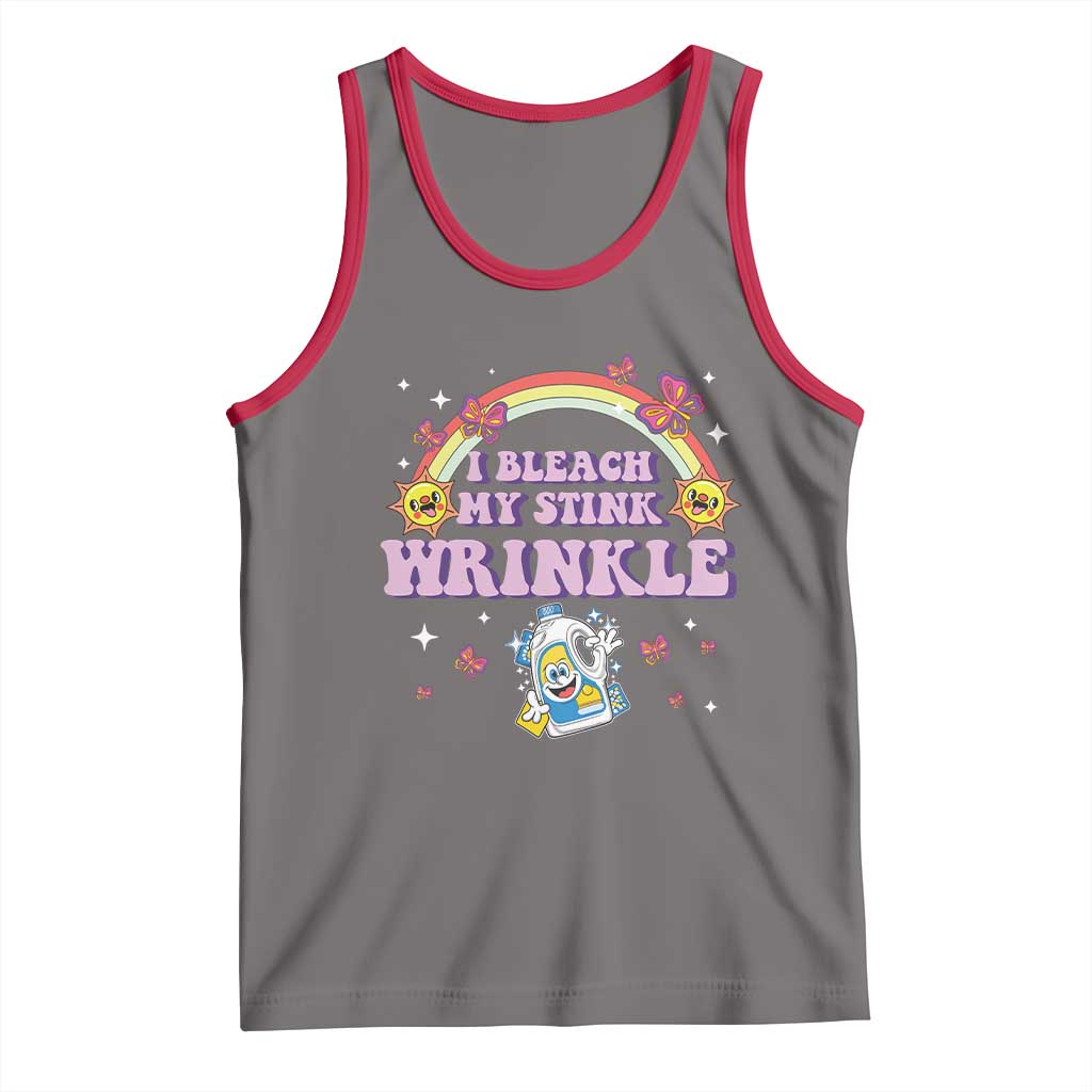 Funny I Bleach My Stink Wrinkle Tank Top Gag Adult Humor Rainbow Bleach Bottle TS11 Deep Heather Red Print Your Wear