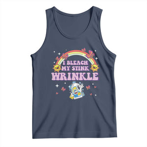 Funny I Bleach My Stink Wrinkle Tank Top Gag Adult Humor Rainbow Bleach Bottle TS11 Navy Print Your Wear