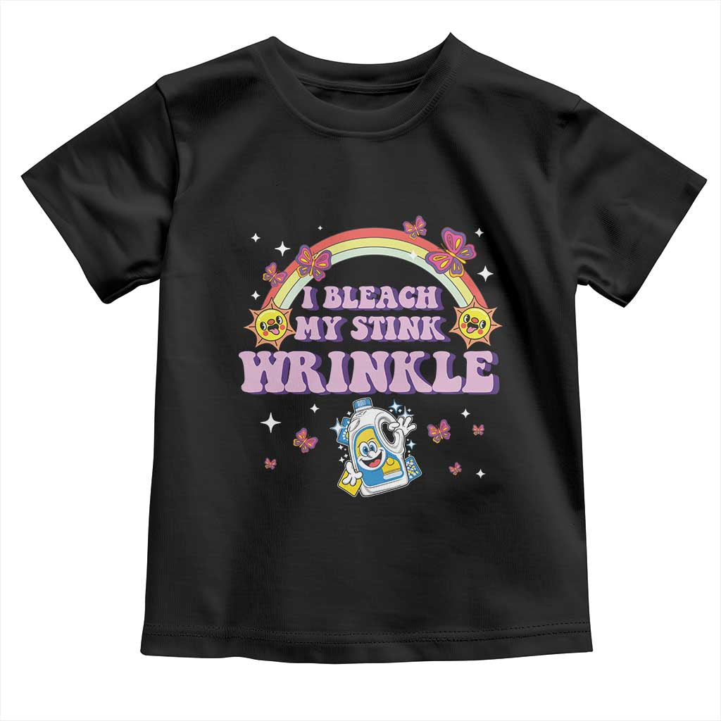 Funny I Bleach My Stink Wrinkle Toddler T Shirt Gag Adult Humor Rainbow Bleach Bottle TS11 Black Print Your Wear