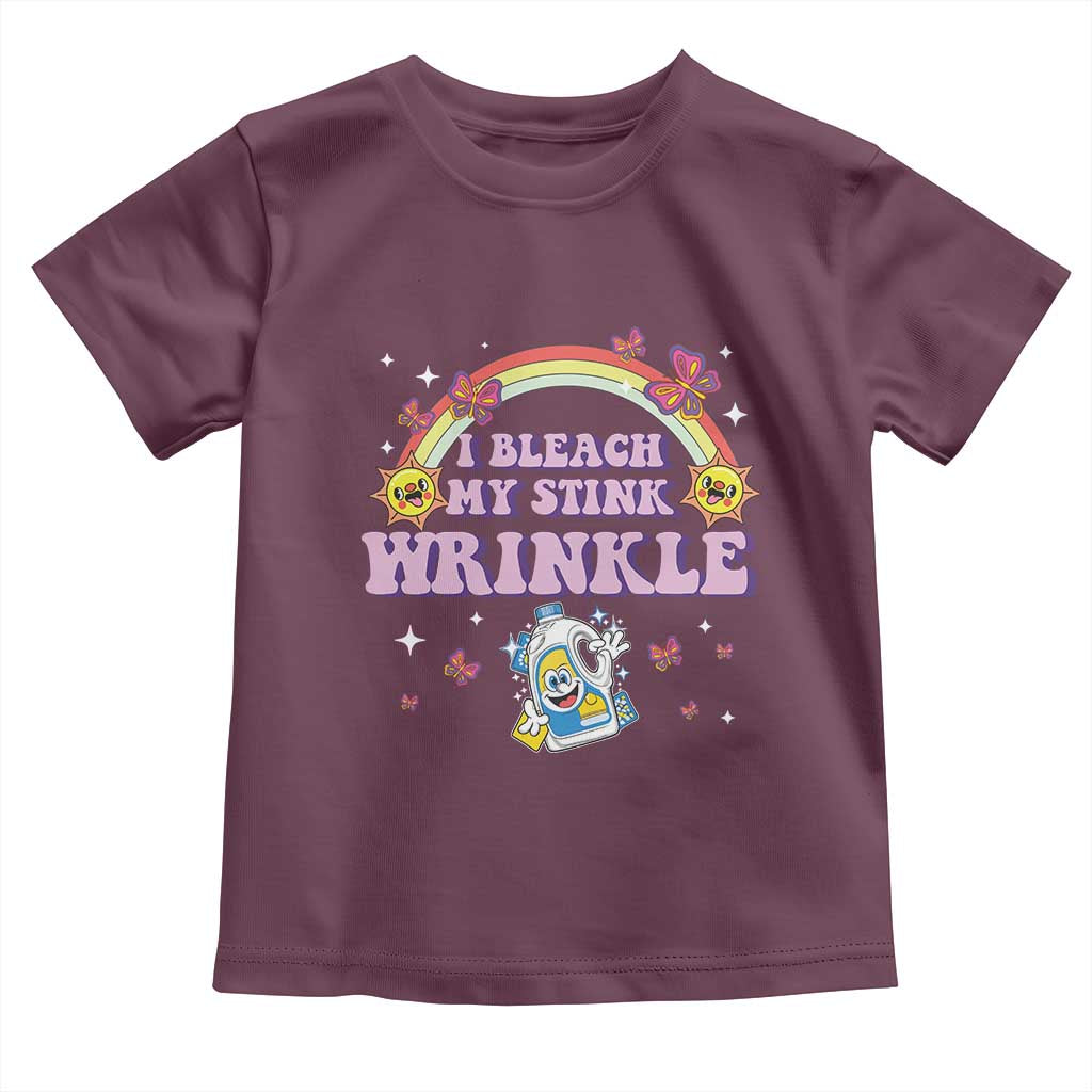 Funny I Bleach My Stink Wrinkle Toddler T Shirt Gag Adult Humor Rainbow Bleach Bottle TS11 Maroon Print Your Wear