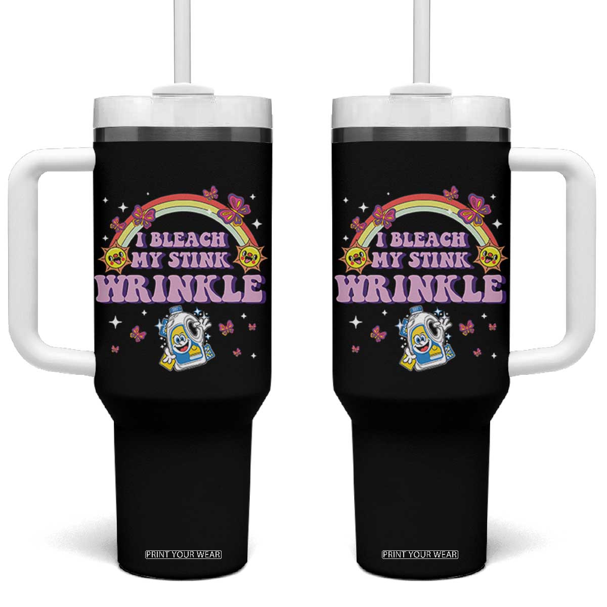 Funny I Bleach My Stink Wrinkle Tumbler With Handle Gag Adult Humor Rainbow Bleach Bottle TS11 One Size: 40 oz Black Print Your Wear