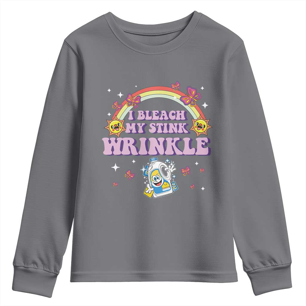 Funny I Bleach My Stink Wrinkle Youth Sweatshirt Gag Adult Humor Rainbow Bleach Bottle TS11 Charcoal Print Your Wear