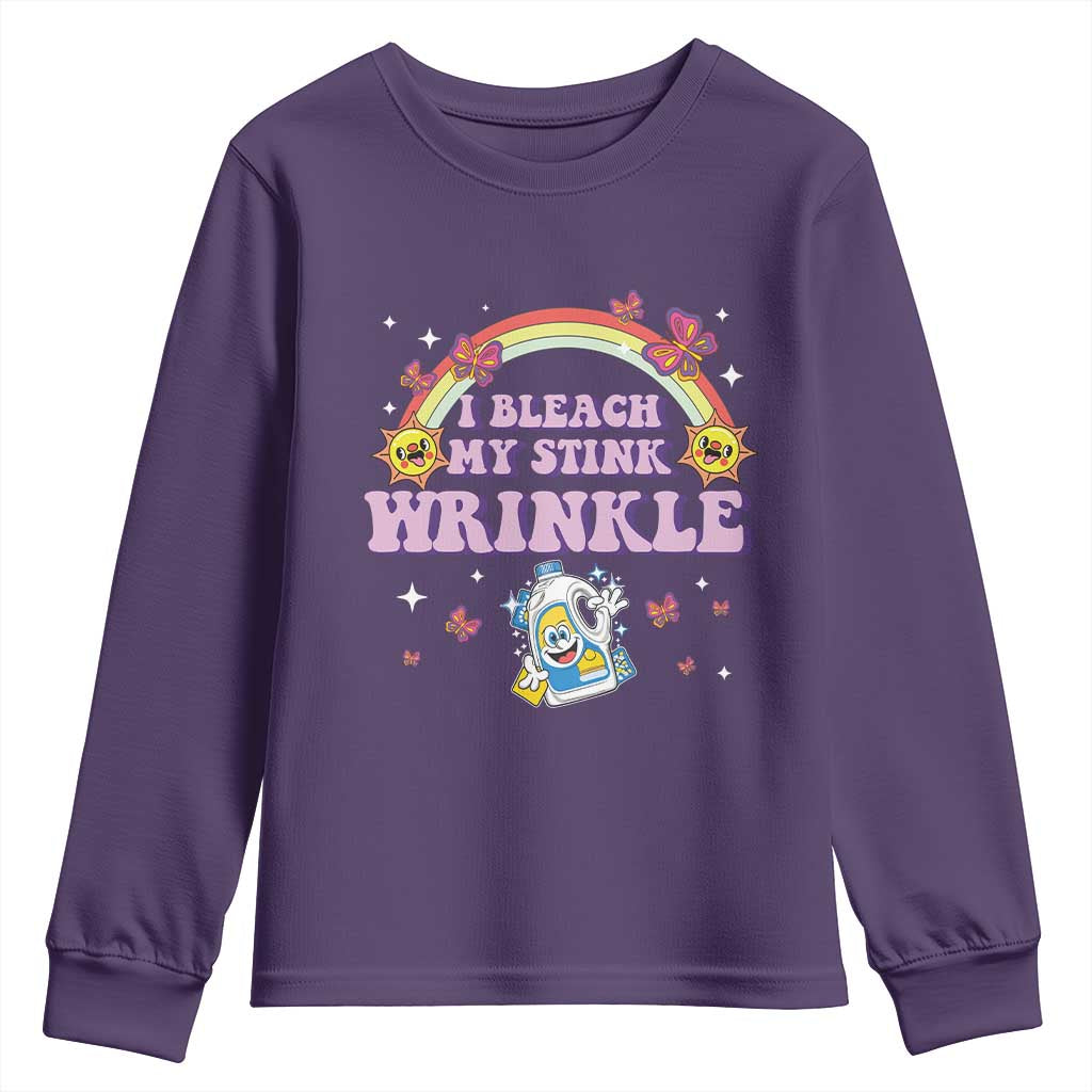 Funny I Bleach My Stink Wrinkle Youth Sweatshirt Gag Adult Humor Rainbow Bleach Bottle TS11 Purple Print Your Wear