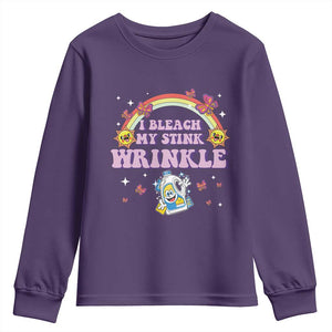 Funny I Bleach My Stink Wrinkle Youth Sweatshirt Gag Adult Humor Rainbow Bleach Bottle TS11 Purple Print Your Wear