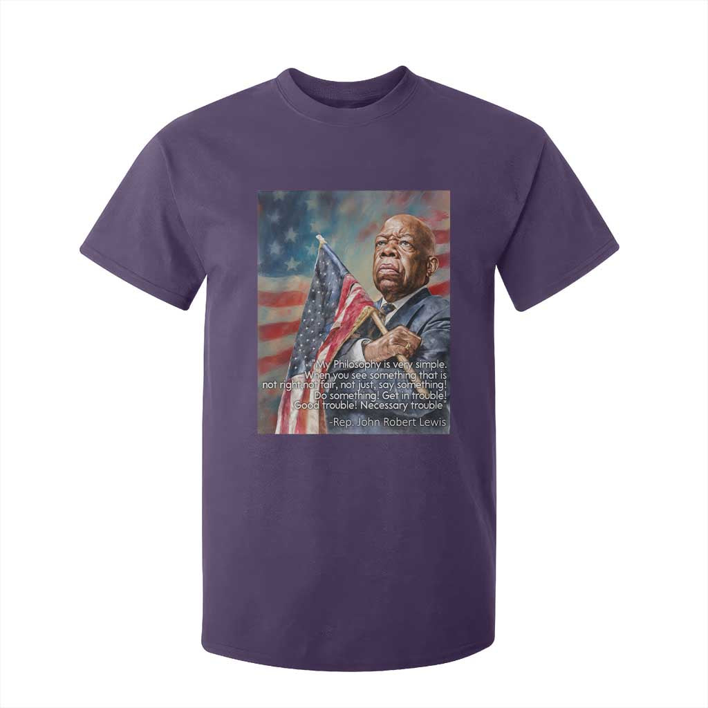John Lewis T Shirt For Kid My Philosophy Is Very Simple Get In Good Trouble Necessary Trouble TS11 Purple Print Your Wear