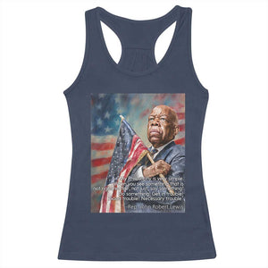 John Lewis Racerback Tank Top My Philosophy Is Very Simple Get In Good Trouble Necessary Trouble TS11 Navy Print Your Wear