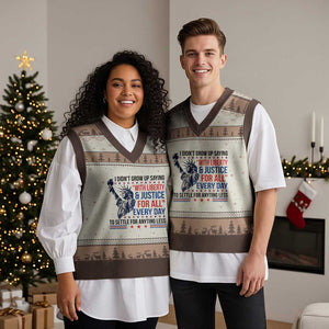 Funny I Didn't Grow Up Saying With Liberty And Justice For All V-Neck Knit Sweater Vest TS11 Mocha Mousse Print Your Wear