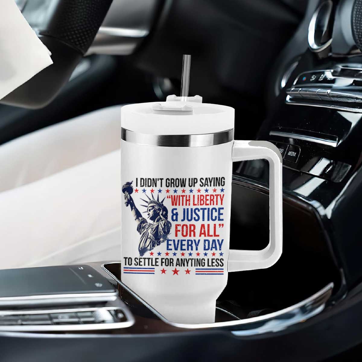 Funny I Didn't Grow Up Saying With Liberty And Justice For All Tumbler With Handle TS11 Print Your Wear