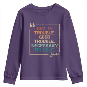 Funny Get In Good Necessary Trouble Youth Sweatshirt John Lewis Civil Rights Social Justice TS11 Purple Print Your Wear