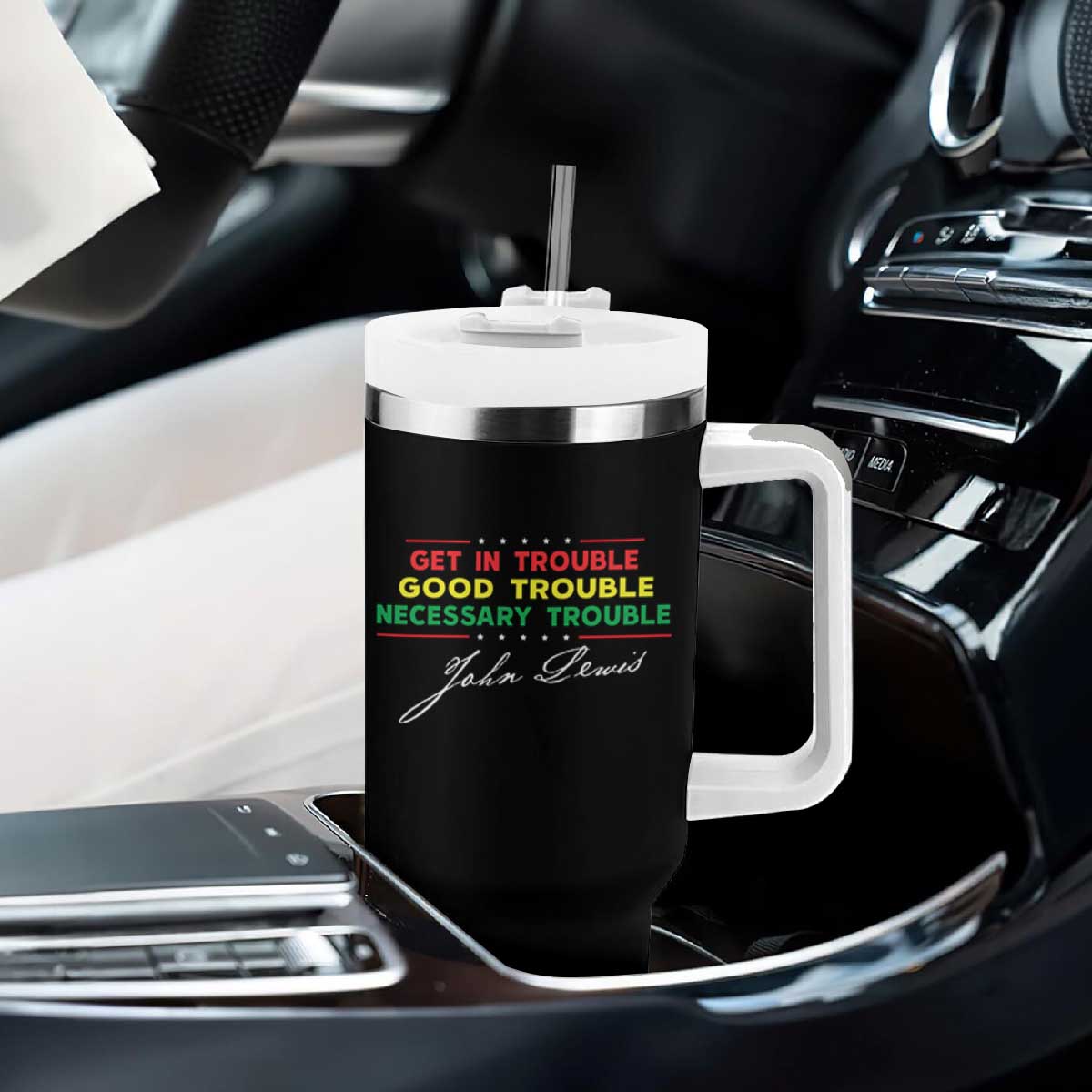 John Lewis Quote Tumbler With Handle Get In Good Necessary Trouble Civil Rights TS11 Print Your Wear