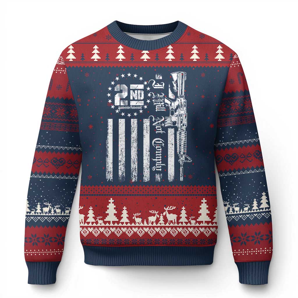 2nd Amendment I Will Not Comply Ugly Christmas Sweater AR15 Pro-Gun Rights American Flag TS11 Navy Red Print Your Wear