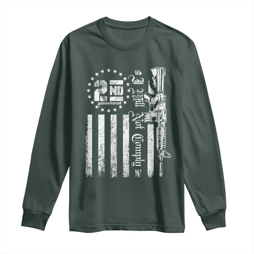 2nd Amendment I Will Not Comply Long Sleeve Shirt AR15 Pro-Gun Rights American Flag TS11 Dark Forest Green Print Your Wear