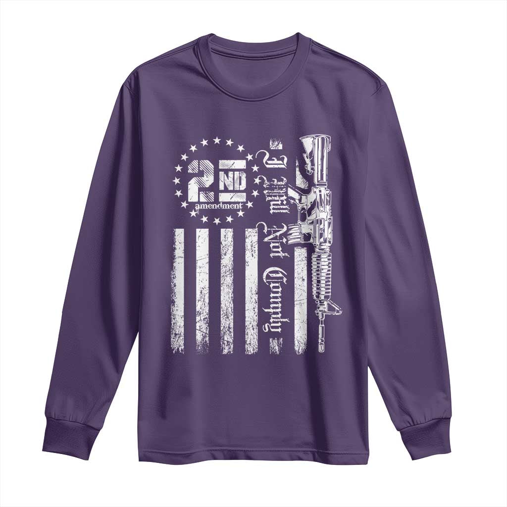 2nd Amendment I Will Not Comply Long Sleeve Shirt AR15 Pro-Gun Rights American Flag TS11 Purple Print Your Wear