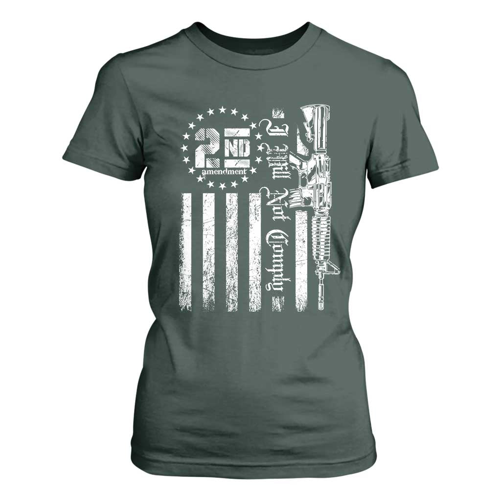 2nd Amendment I Will Not Comply T Shirt For Women AR15 Pro-Gun Rights American Flag TS11 Dark Forest Green Print Your Wear