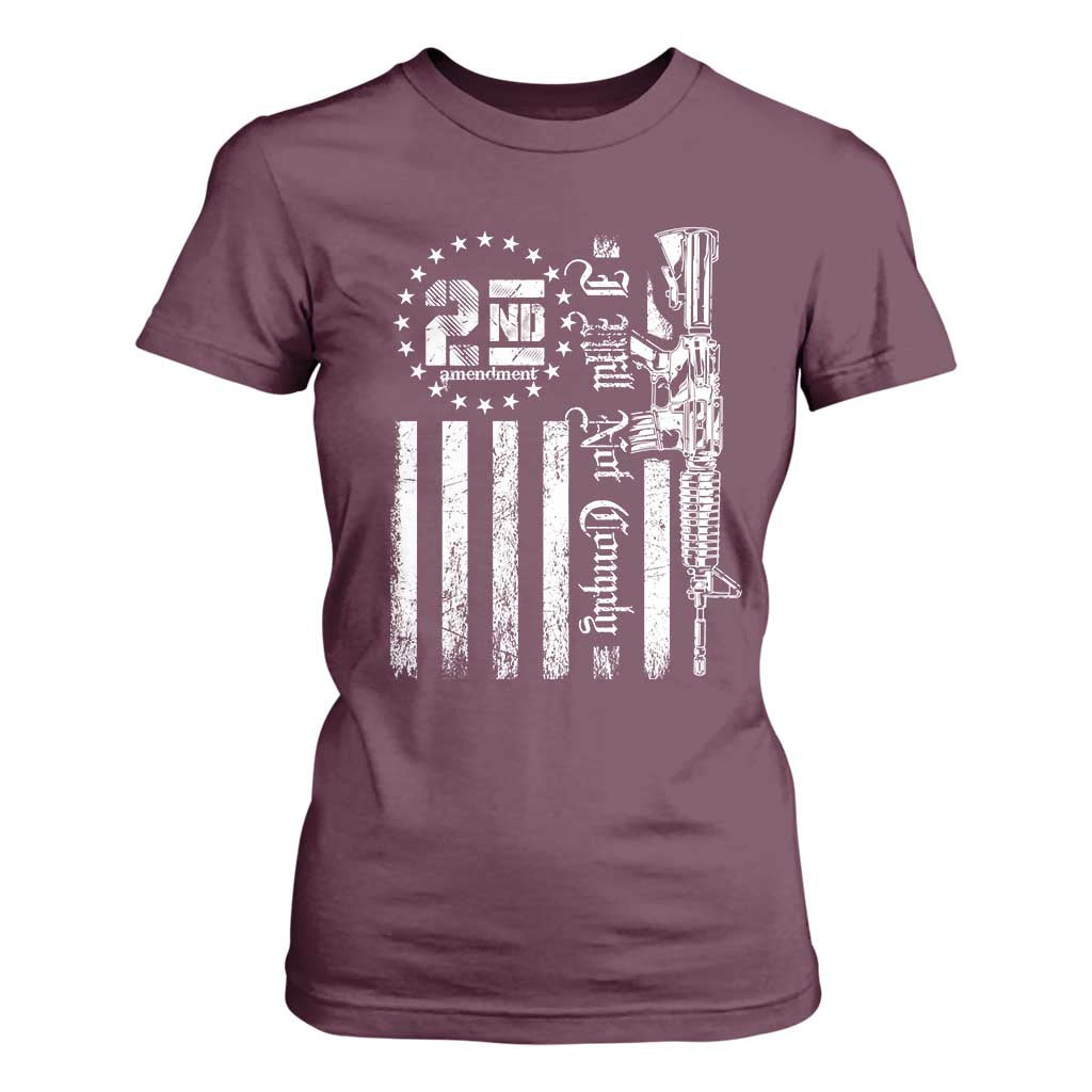 2nd Amendment I Will Not Comply T Shirt For Women AR15 Pro-Gun Rights American Flag TS11 Maroon Print Your Wear