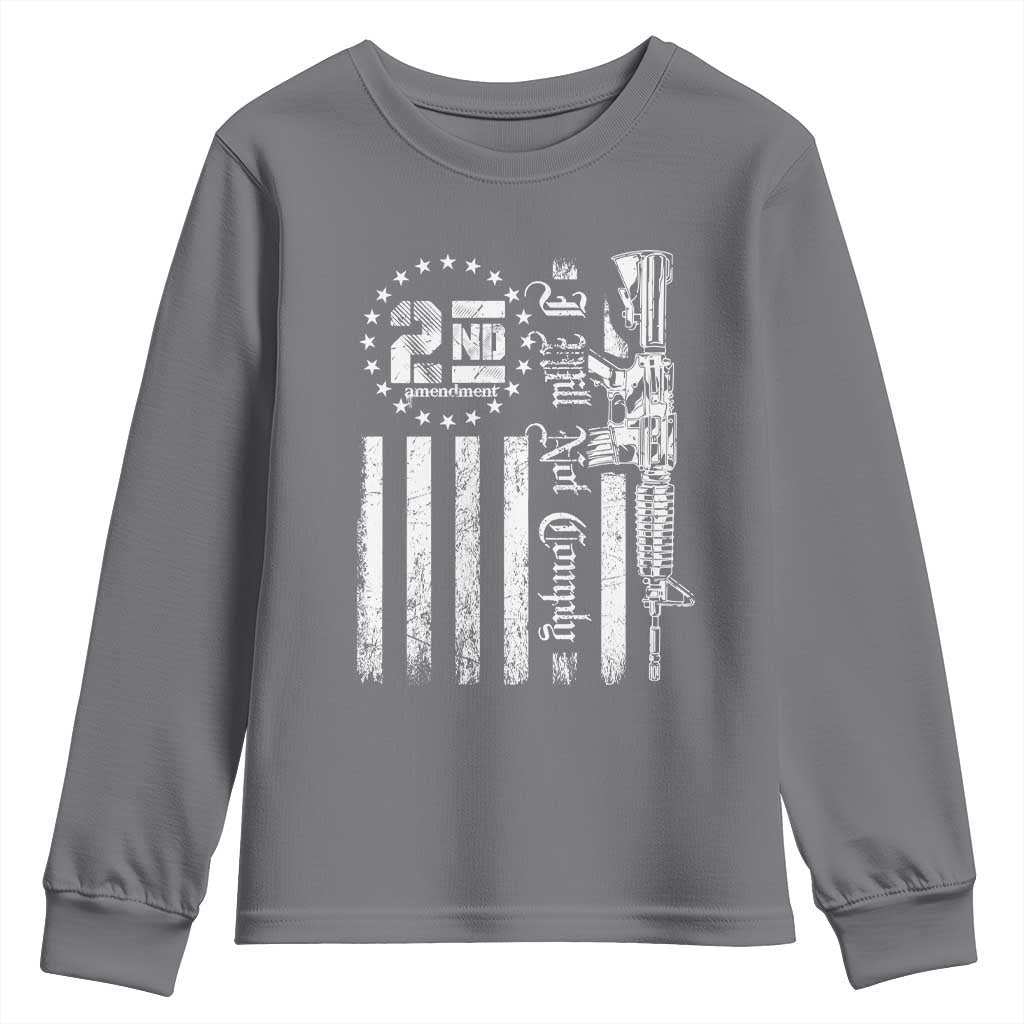 2nd Amendment I Will Not Comply Youth Sweatshirt AR15 Pro-Gun Rights American Flag TS11 Charcoal Print Your Wear