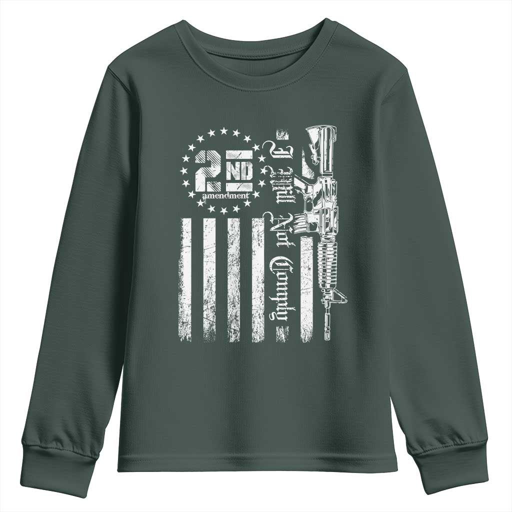 2nd Amendment I Will Not Comply Youth Sweatshirt AR15 Pro-Gun Rights American Flag TS11 Dark Forest Green Print Your Wear