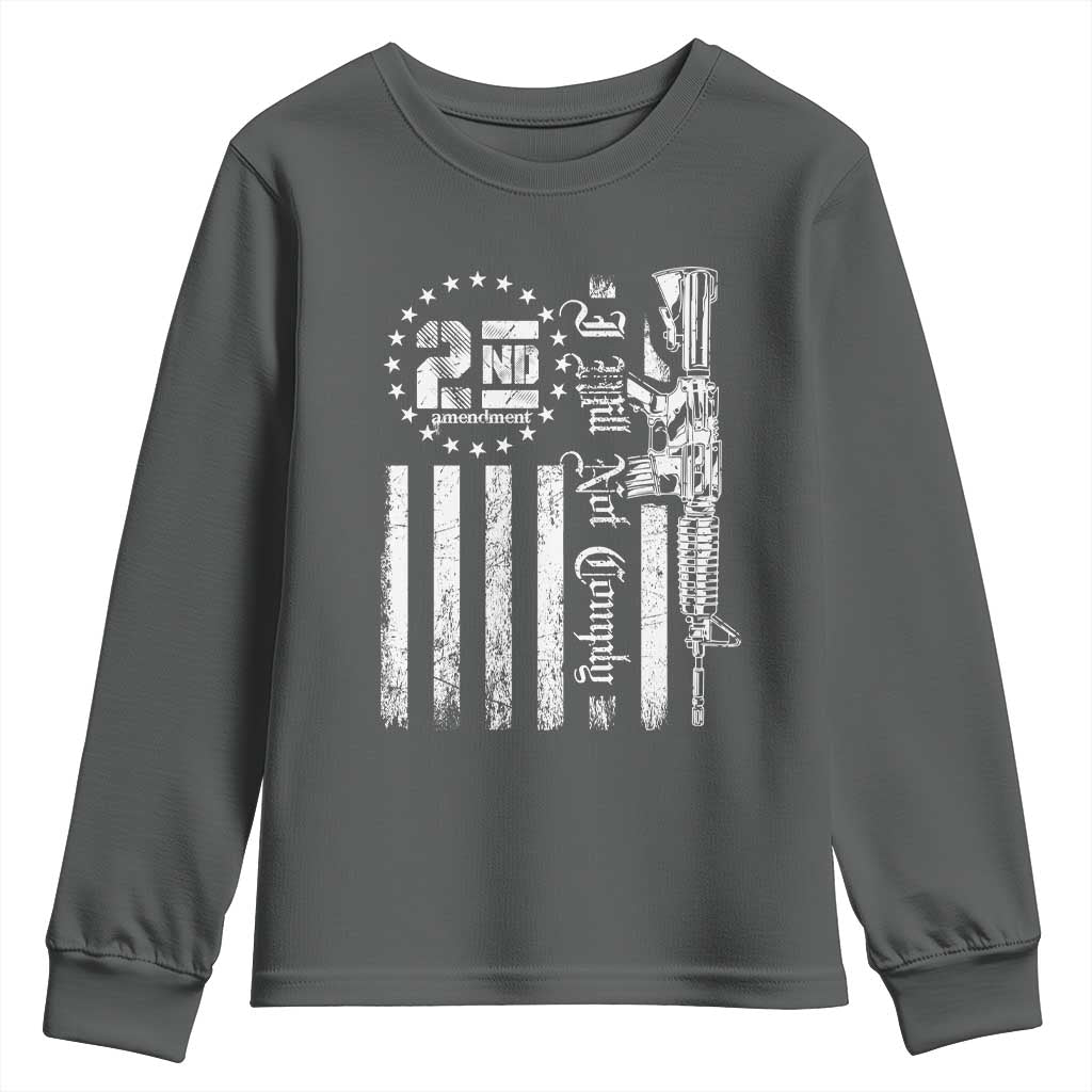 2nd Amendment I Will Not Comply Youth Sweatshirt AR15 Pro-Gun Rights American Flag TS11 Dark Heather Print Your Wear