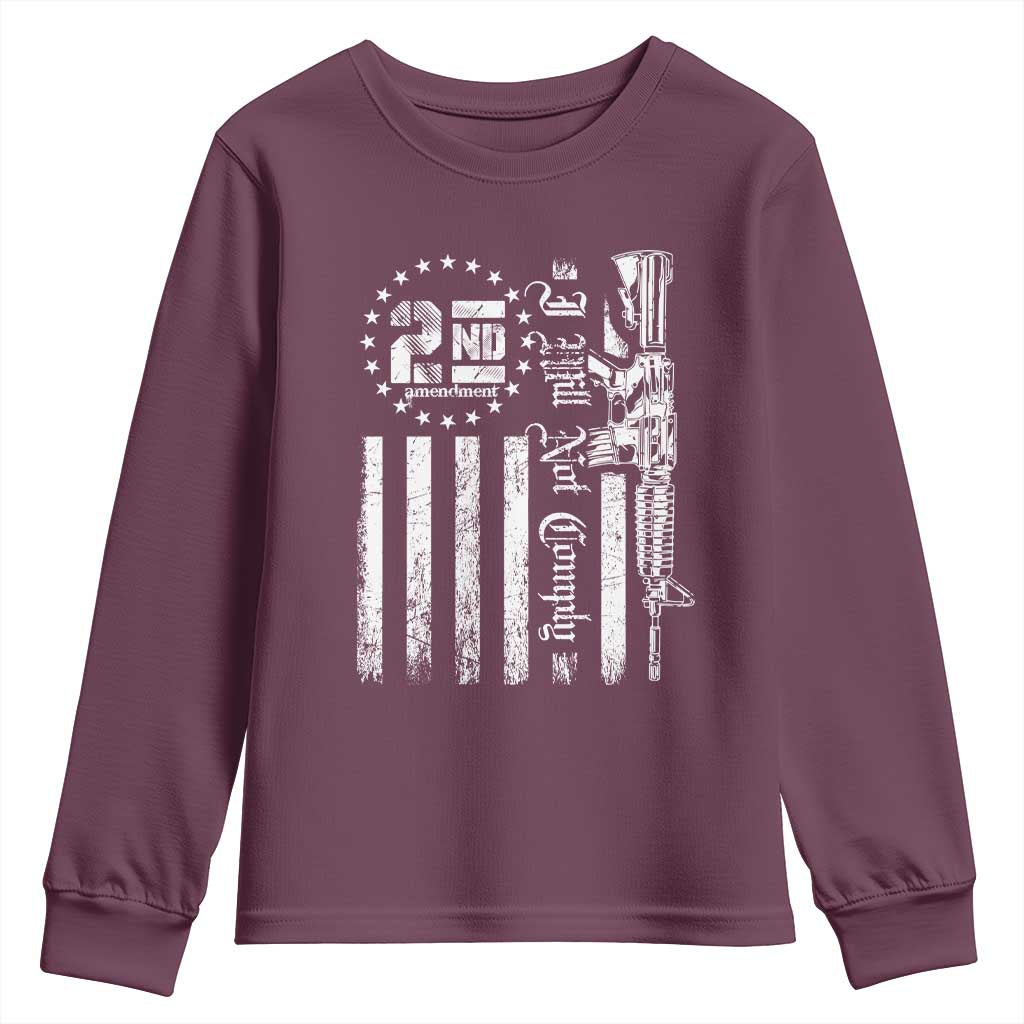2nd Amendment I Will Not Comply Youth Sweatshirt AR15 Pro-Gun Rights American Flag TS11 Maroon Print Your Wear