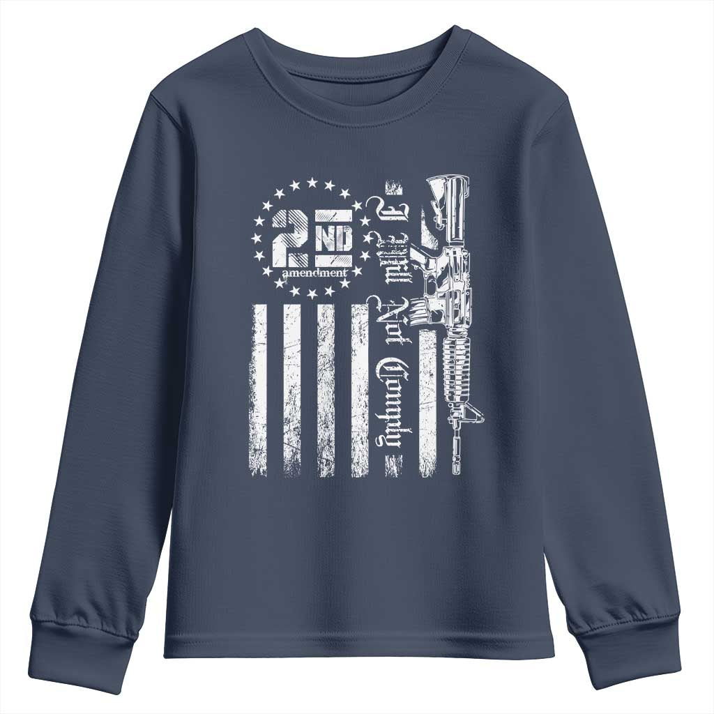 2nd Amendment I Will Not Comply Youth Sweatshirt AR15 Pro-Gun Rights American Flag TS11 Navy Print Your Wear