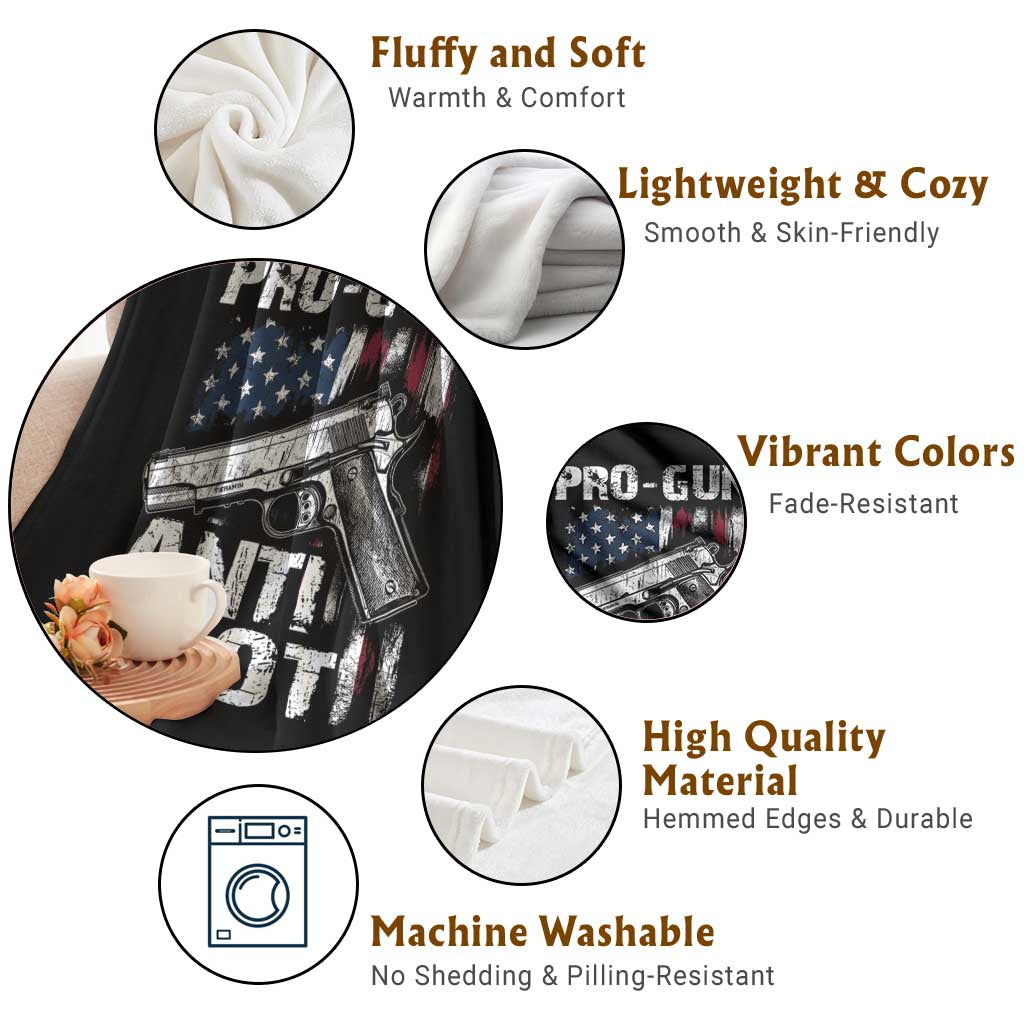 Pro Gun Anti Idiot Throw Blanket Vintage American Flag 2nd Amendment TS11 Print Your Wear