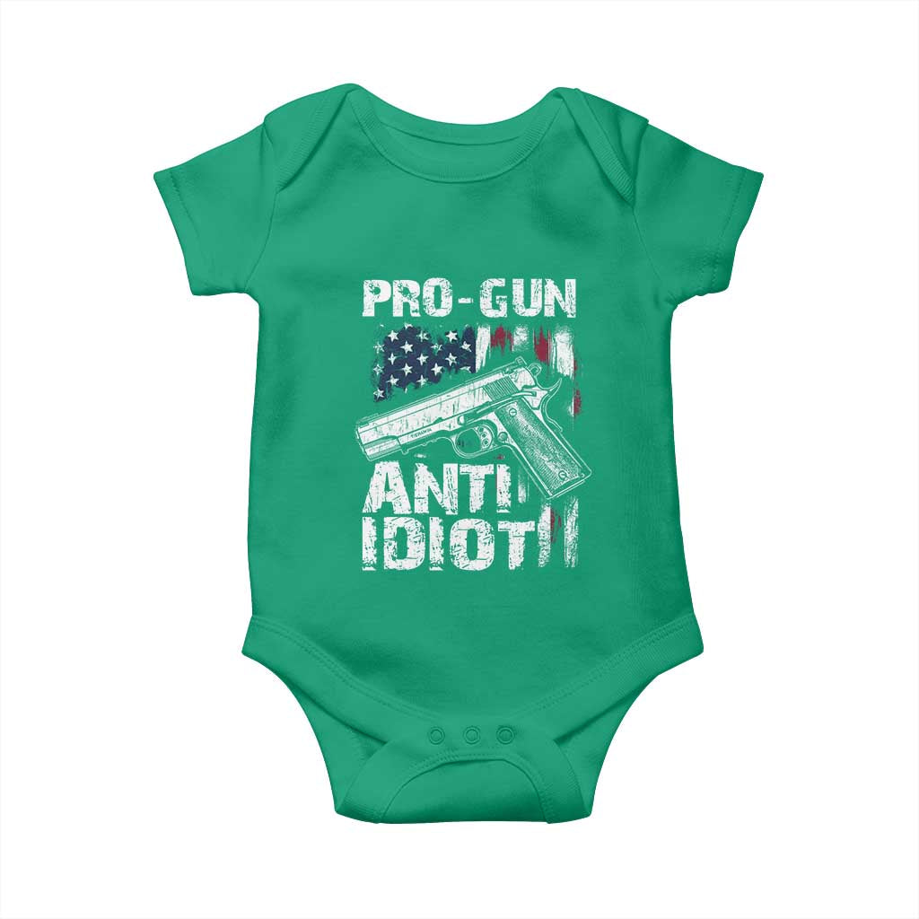 Pro Gun Anti Idiot Baby Onesie Vintage American Flag 2nd Amendment TS11 Irish Green Print Your Wear
