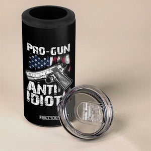 Pro Gun Anti Idiot 4 in 1 Can Cooler Tumbler Vintage American Flag 2nd Amendment TS11 Print Your Wear