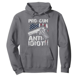 Pro Gun Anti Idiot Hoodie Vintage American Flag 2nd Amendment TS11 Charcoal Print Your Wear