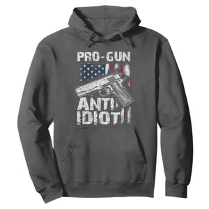 Pro Gun Anti Idiot Hoodie Vintage American Flag 2nd Amendment TS11 Dark Heather Print Your Wear