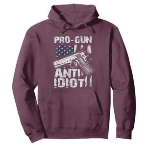 Pro Gun Anti Idiot Hoodie Vintage American Flag 2nd Amendment TS11 Maroon Print Your Wear