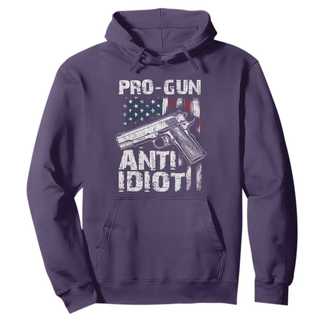 Pro Gun Anti Idiot Hoodie Vintage American Flag 2nd Amendment TS11 Purple Print Your Wear