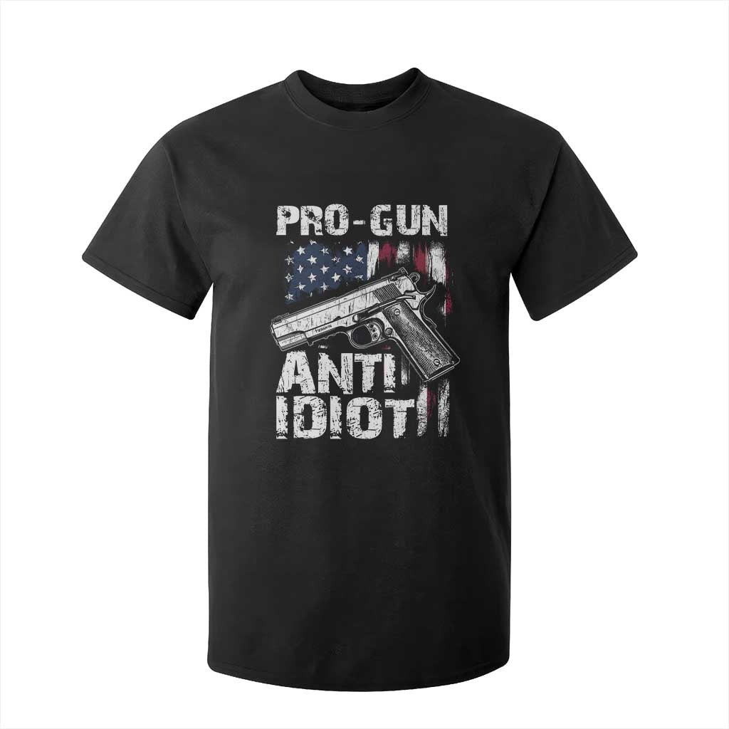 Pro Gun Anti Idiot T Shirt For Kid Vintage American Flag 2nd Amendment TS11 Black Print Your Wear