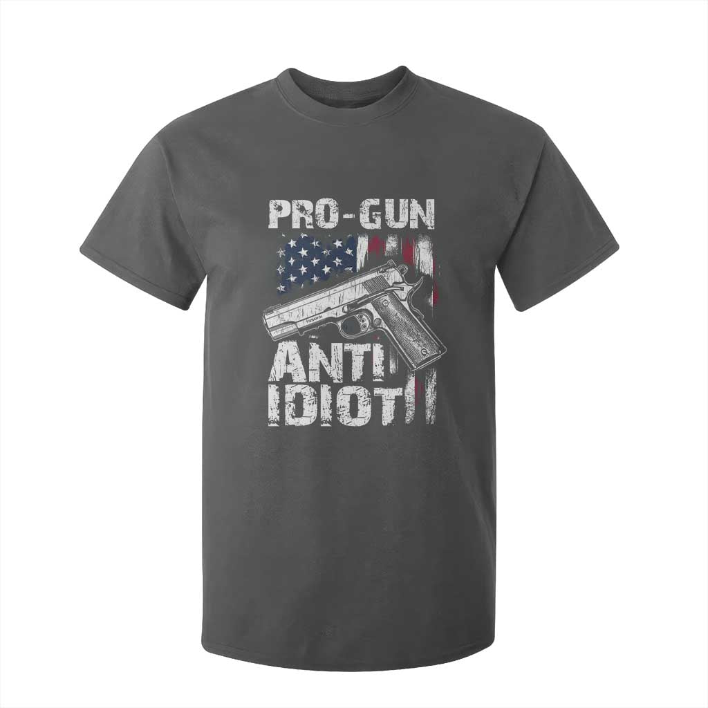 Pro Gun Anti Idiot T Shirt For Kid Vintage American Flag 2nd Amendment TS11 Dark Heather Print Your Wear