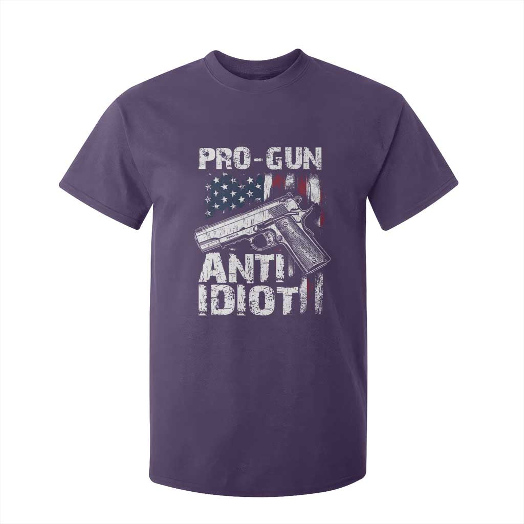 Pro Gun Anti Idiot T Shirt For Kid Vintage American Flag 2nd Amendment TS11 Purple Print Your Wear