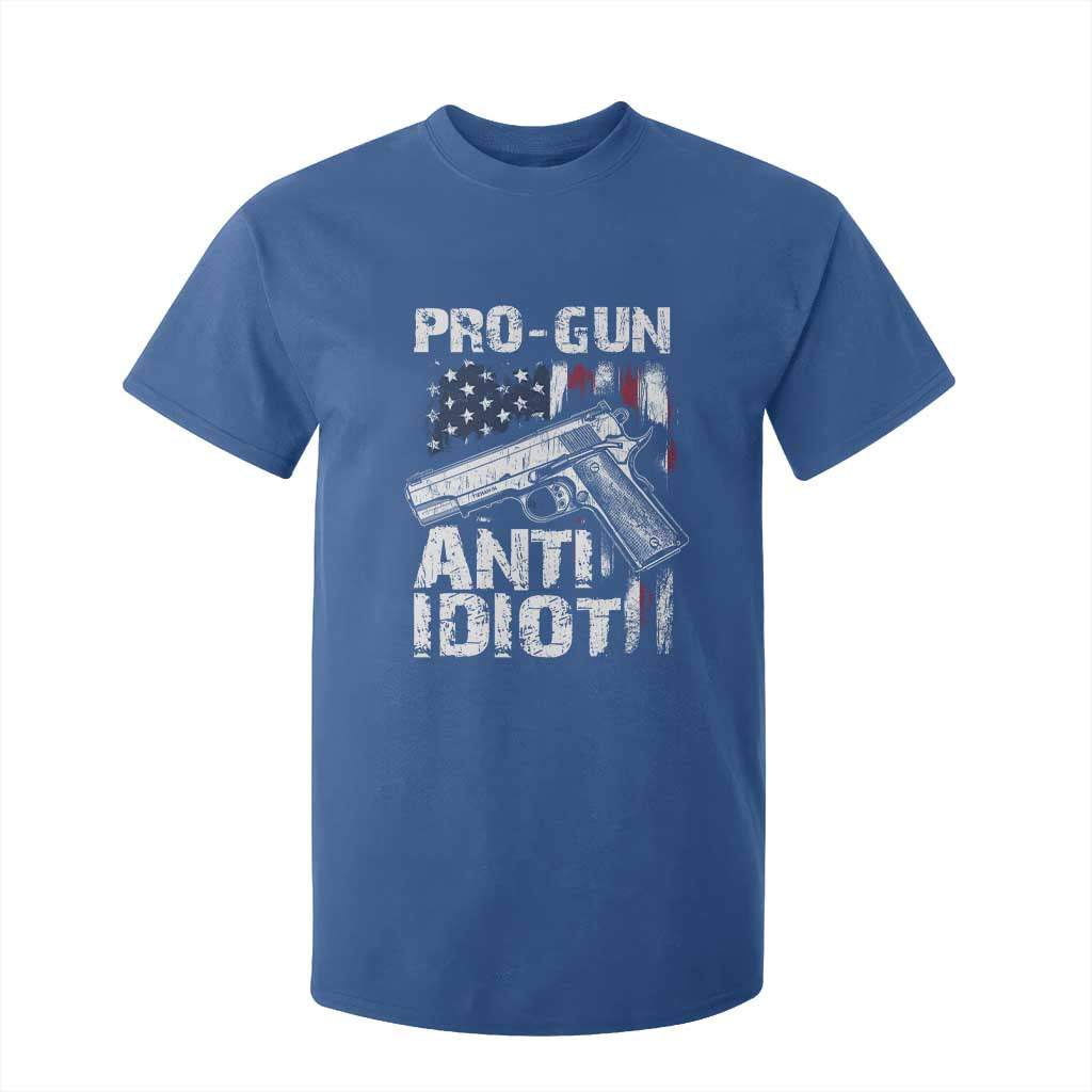 Pro Gun Anti Idiot T Shirt For Kid Vintage American Flag 2nd Amendment TS11 Royal Blue Print Your Wear
